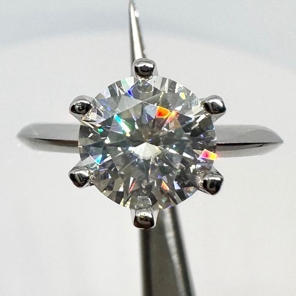 Moissanite Diamond Engagement Ring 1 Ct GRA Round Cut Wedding Jewelry 18K Size 9 - Picture 5 of 12
